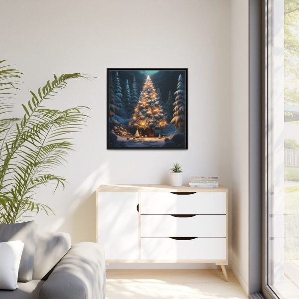 Christmas Tree House Framed Canvas