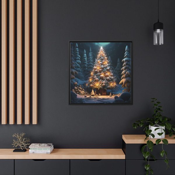 Christmas Tree House Framed Canvas