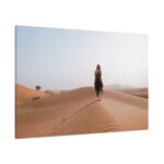 Woman Walking on Sandy Deserts Standard Canvas