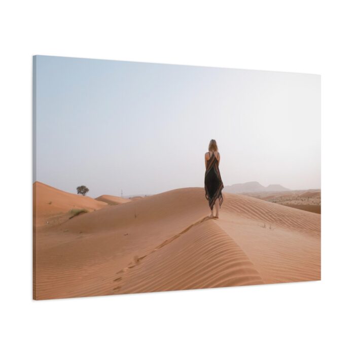 Woman Walking on Sandy Deserts Standard Canvas - Image 1