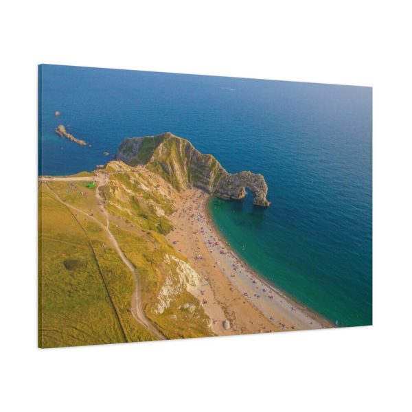 91638-115.jpg Green Fields on the Ocean sand Shoreline at Durdle Door Standard Canvas