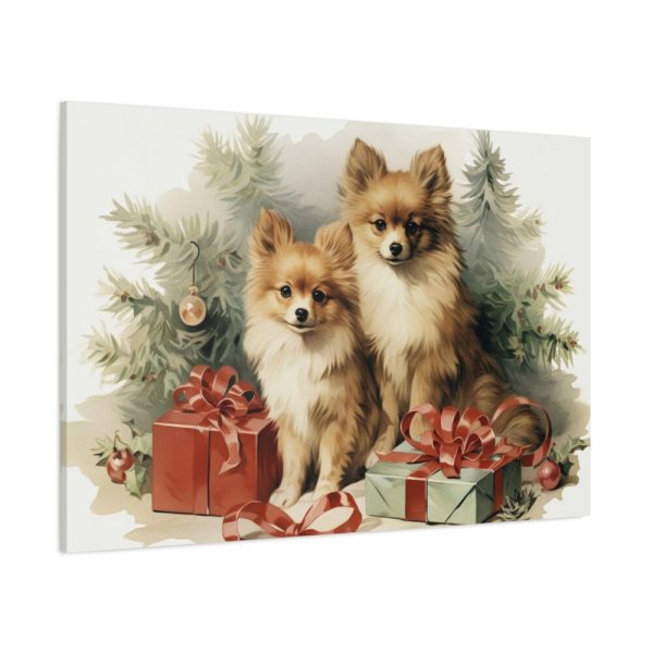 91638-200.jpg Pomeranian Dog At Christmas Standard Canvas