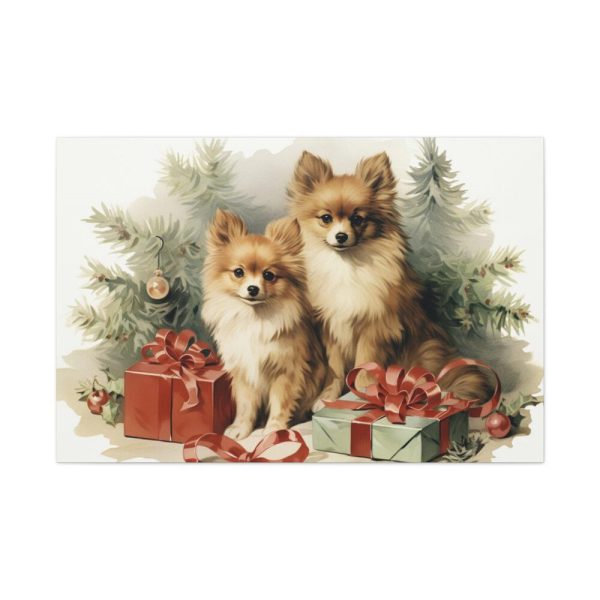 91638-201.jpg Pomeranian Dog At Christmas Standard Canvas