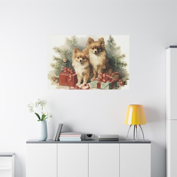 91638-202.jpg Pomeranian Dog At Christmas Standard Canvas