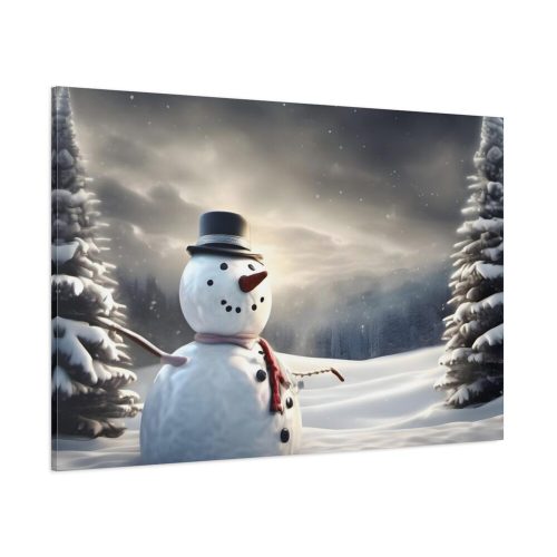 Christmas Landscape Snowman Standard Canvas