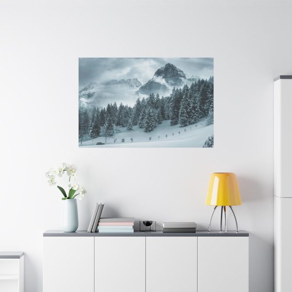 Car in Mountain Landscape With Snowy Trees Standard Canvas