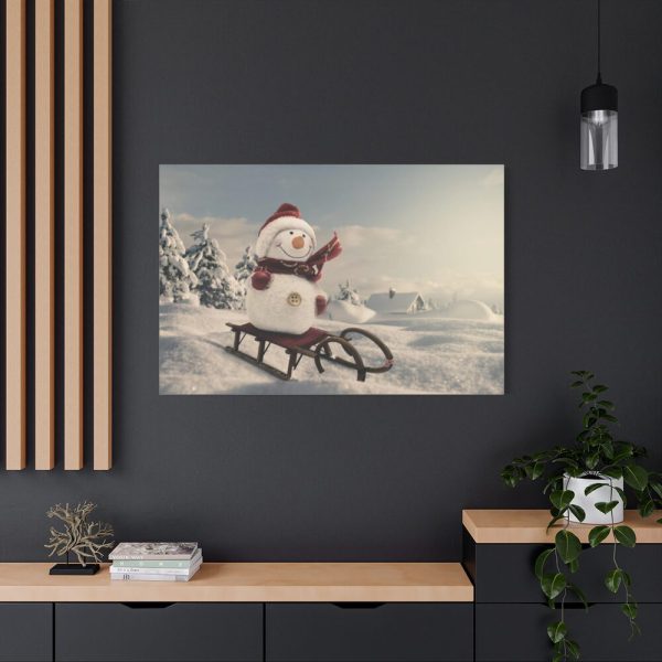 91638-445.jpg Snowman On Sledge Standard Canvas