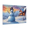 Snowman and Illuminated House Standard Canvas