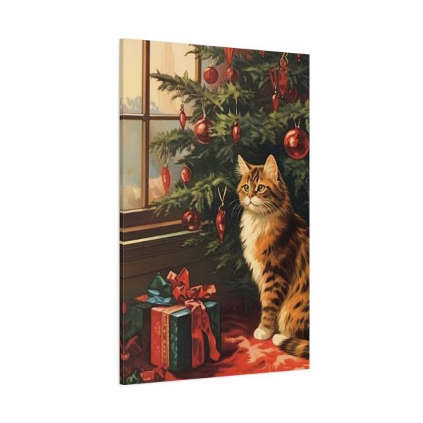 91655-40.jpg Cat By Christmas Tree Standard Canvas