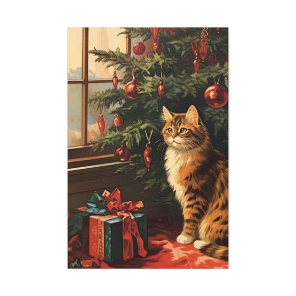 91655-41.jpg Cat By Christmas Tree Standard Canvas