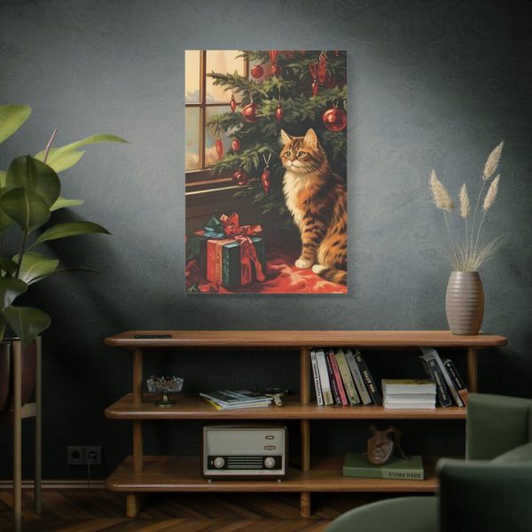 91655-44.jpg Cat By Christmas Tree Standard Canvas