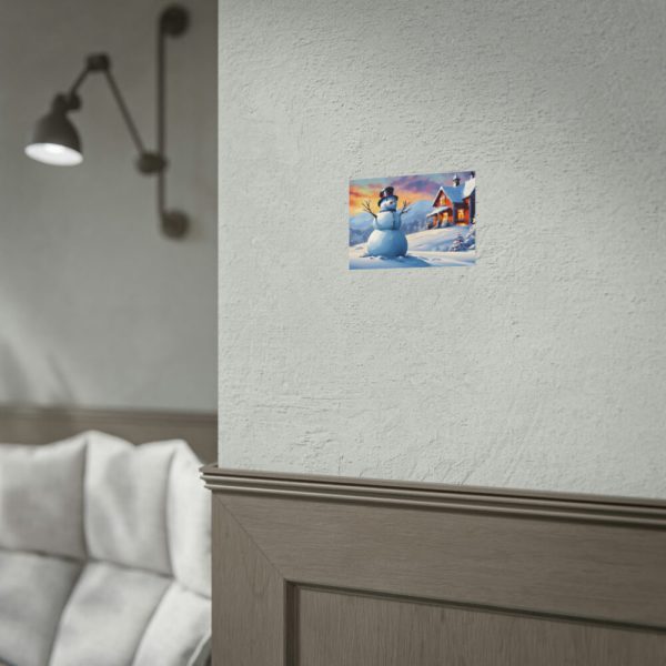 92369-49.jpg Snowman and Illuminated House Poster