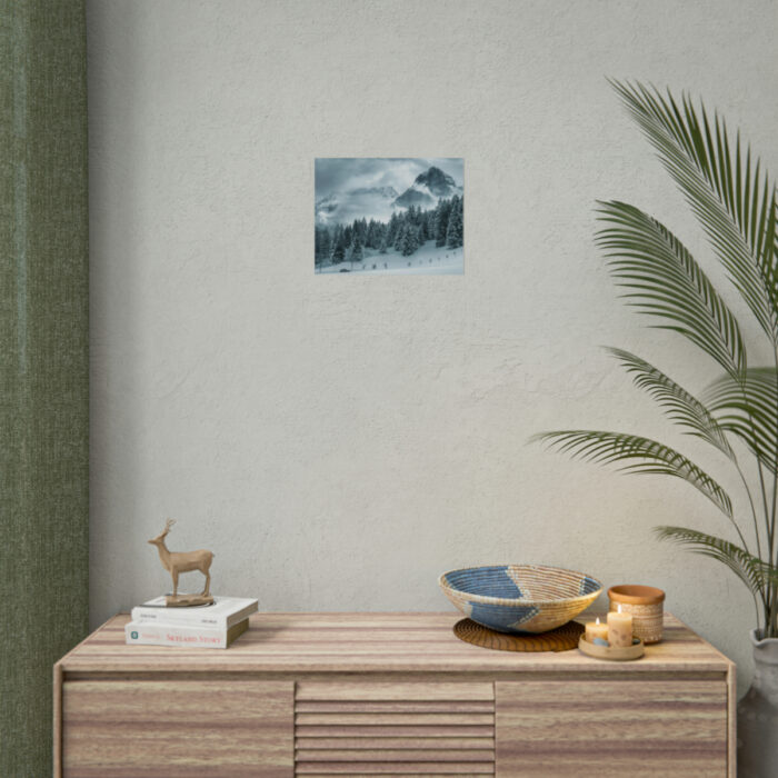Car in Mountain Landscape With Snowy Trees Poster - Image 39