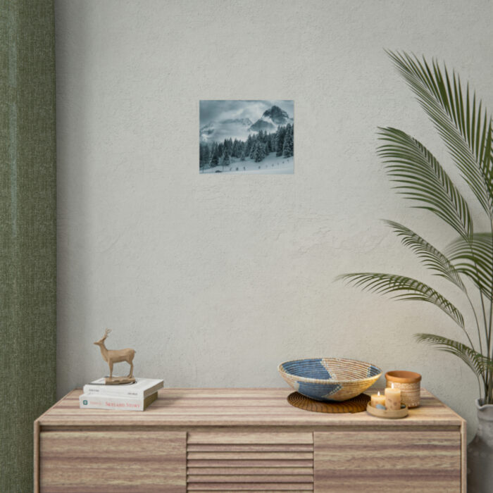 Car in Mountain Landscape With Snowy Trees Poster - Image 44