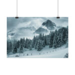 Car in Mountain Landscape With Snowy Trees Poster - Image 52