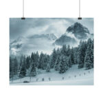 Car in Mountain Landscape With Snowy Trees Poster - Image 62