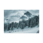 Car in Mountain Landscape With Snowy Trees Poster - Image 76