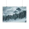 92382-16.jpg Car in Mountain Landscape With Snowy Trees Poster