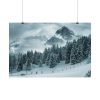 92383-16.jpg Car in Mountain Landscape With Snowy Trees Poster