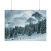92384-16.jpg Car in Mountain Landscape With Snowy Trees Poster