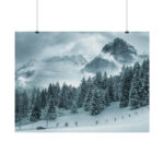 Car in Mountain Landscape With Snowy Trees Poster - Image 87