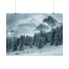 92385-16.jpg Car in Mountain Landscape With Snowy Trees Poster