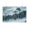 92387-16.jpg Car in Mountain Landscape With Snowy Trees Poster