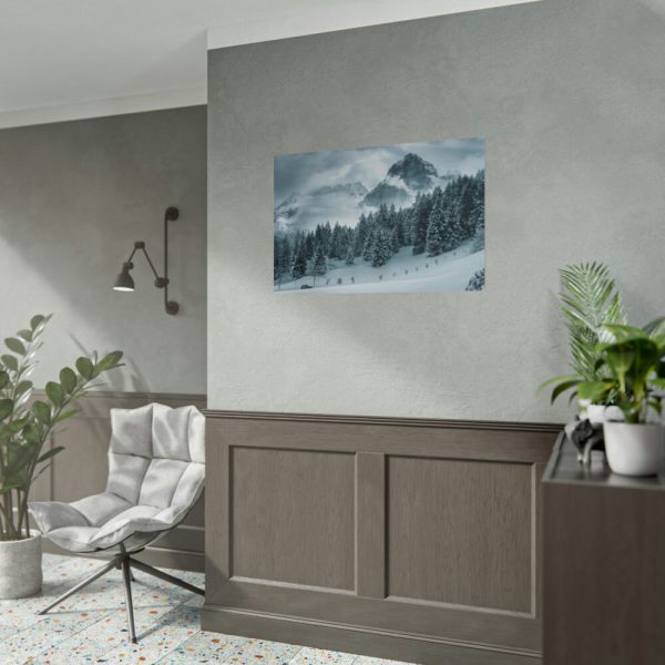 92387-19.jpg Car in Mountain Landscape With Snowy Trees Poster