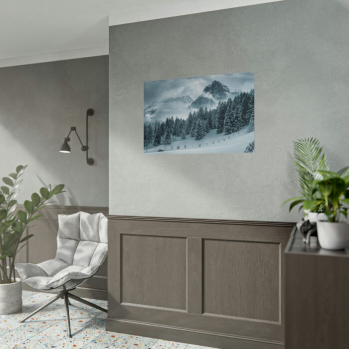 Car in Mountain Landscape With Snowy Trees Poster - Image 105