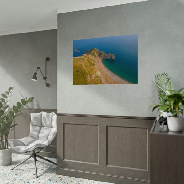 92408-154.jpg Green Fields on the Ocean sand Shoreline at Durdle Door Poster