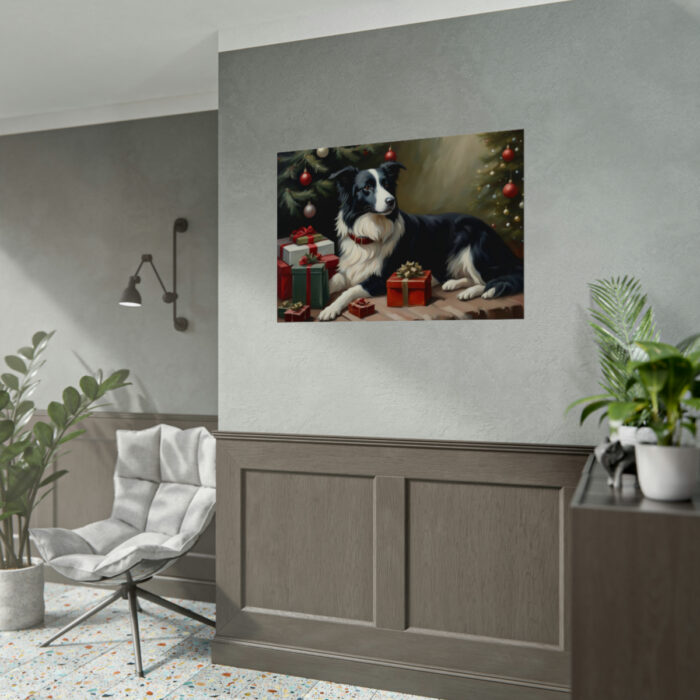 Border Collie Vintage Christmas Poster - Image 5