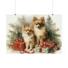 92408-261.jpg Pomeranian Dog At Christmas Poster