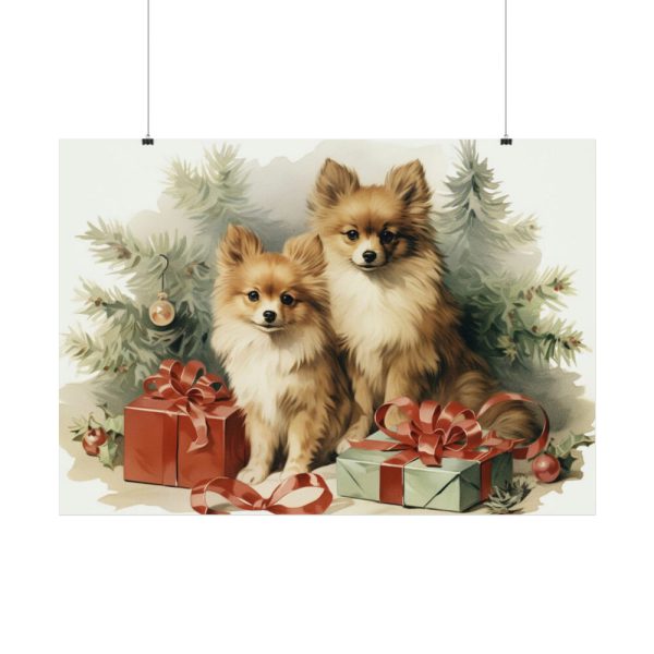 92408-261.jpg Pomeranian Dog At Christmas Poster