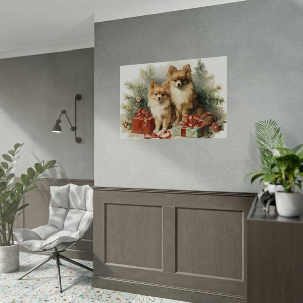 92408-264.jpg Pomeranian Dog At Christmas Poster