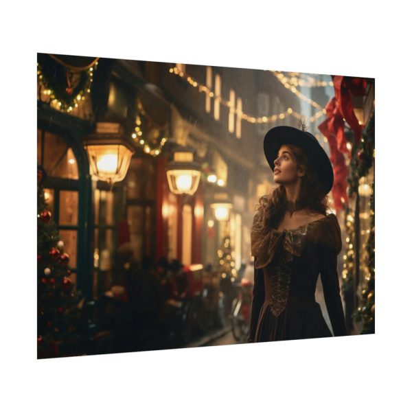92408-347.jpg Vintage Woman In Town At Christmas Poster