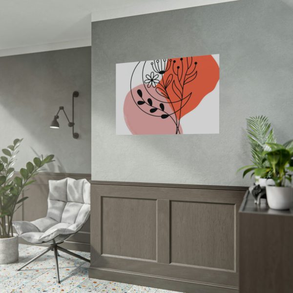 92408-419.jpg Abstract Line Art Plant And Moon Poster