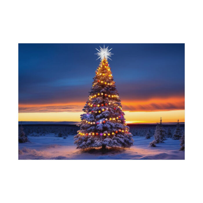 Lit Christmas Tree Outside Poster - Image 1