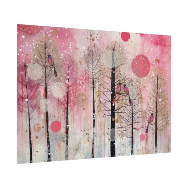 92408-692.jpg Whimsical Pink Winter Forest Art Poster