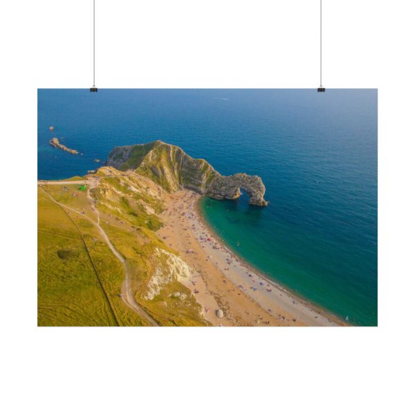 92409-151.jpg Green Fields on the Ocean sand Shoreline at Durdle Door Poster