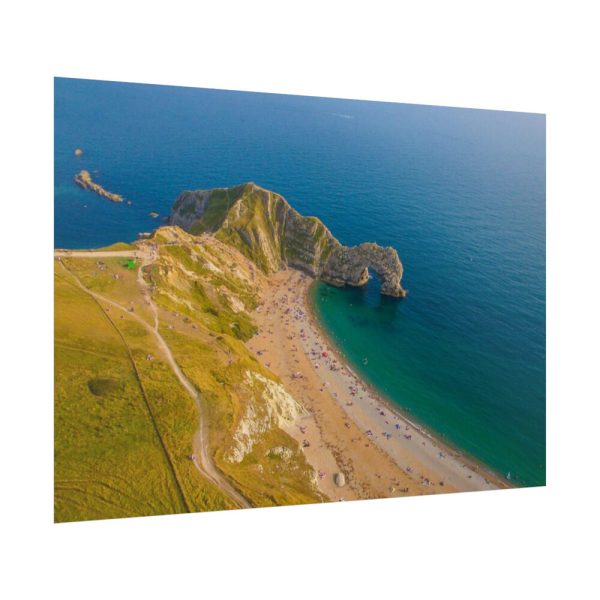 92409-152.jpg Green Fields on the Ocean sand Shoreline at Durdle Door Poster