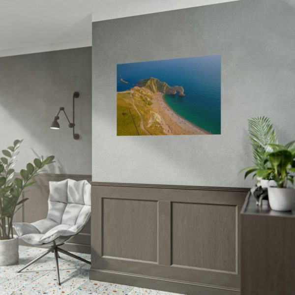 92409-154.jpg Green Fields on the Ocean sand Shoreline at Durdle Door Poster
