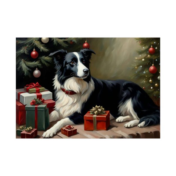 92409-200.jpg Border Collie Vintage Christmas Poster