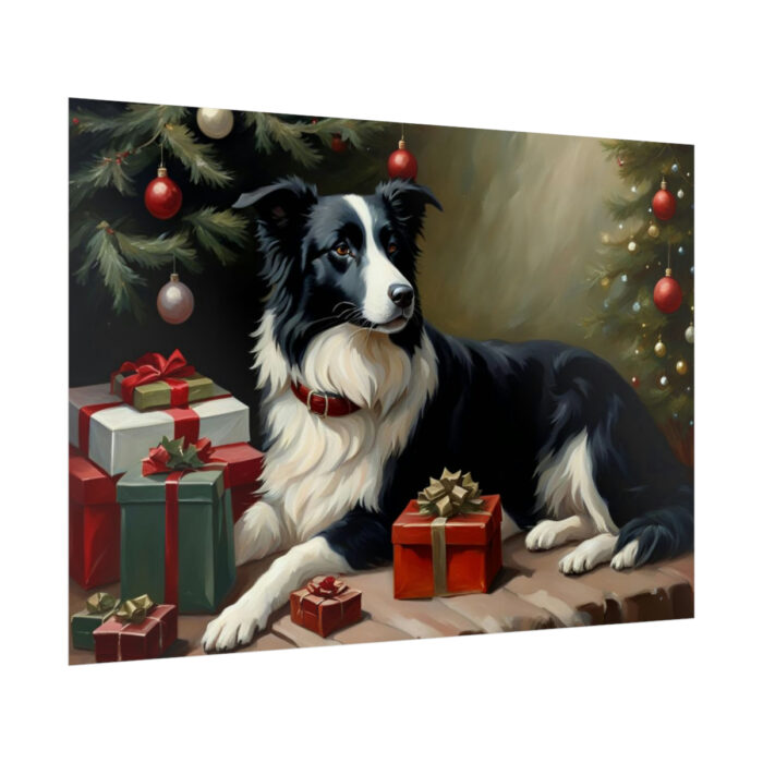 Border Collie Vintage Christmas Poster - Image 8