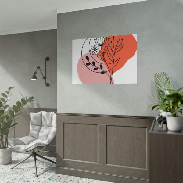 92409-414.jpg Abstract Line Art Plant And Moon Poster