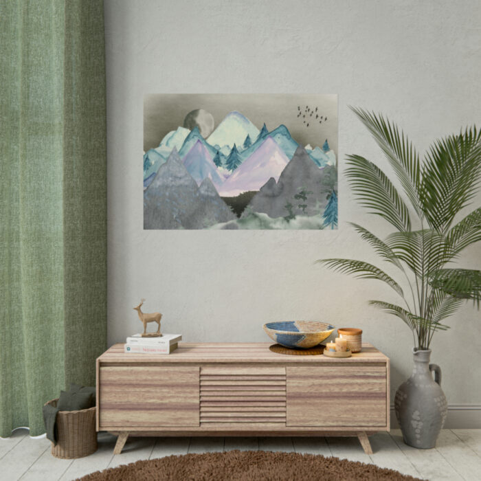 Mountain Landscape Watercolor Poster - Image 9