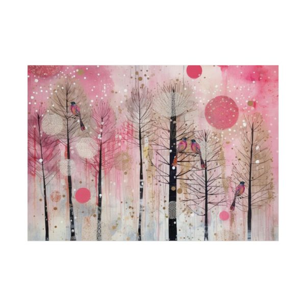 92409-690.jpg Whimsical Pink Winter Forest Art Poster