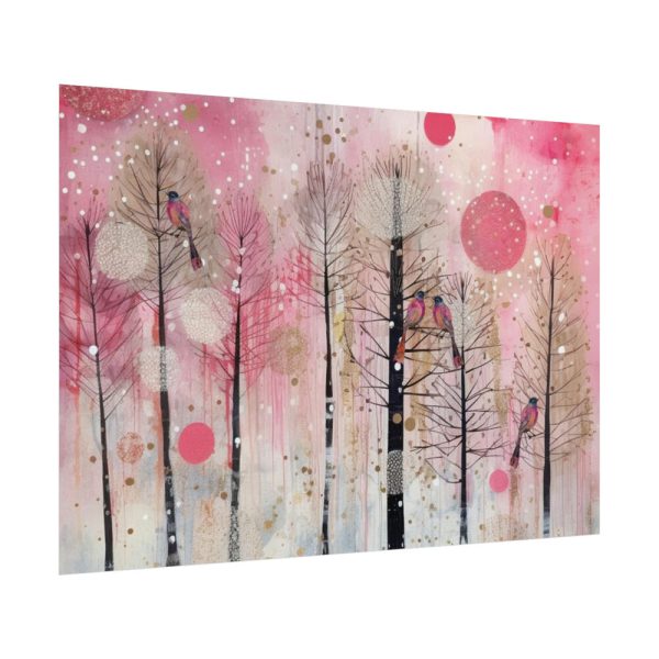 92409-692.jpg Whimsical Pink Winter Forest Art Poster