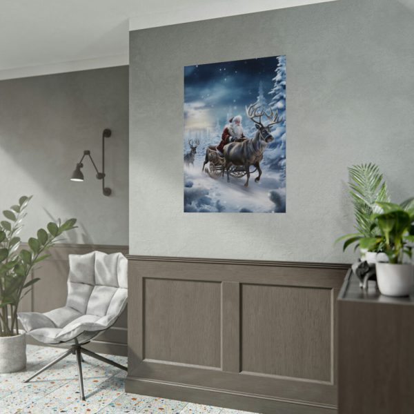 92410-109.jpg Santa And Reindeer In Snow Poster
