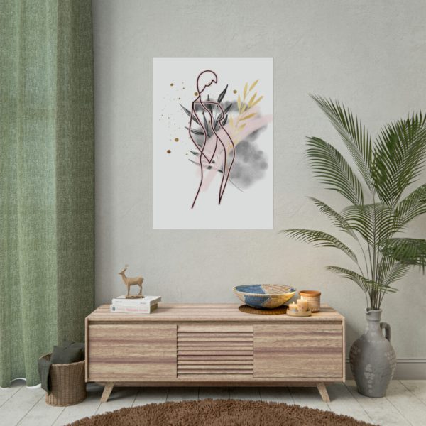 92410-223.jpg Plant Composition and a Pink and Black Line Art Poster