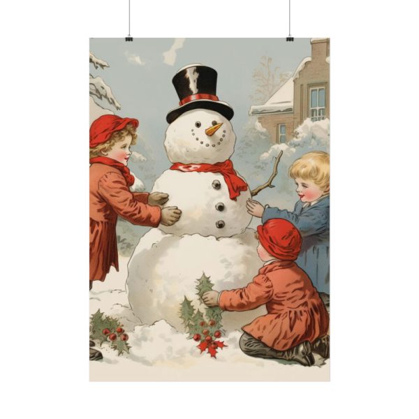 92410-261.jpg Vintage Children Building A Snowman Poster